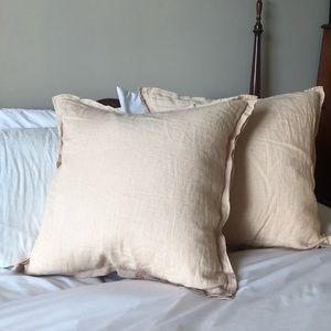 Light Pink Linen Pillows (pair) *feather filled*